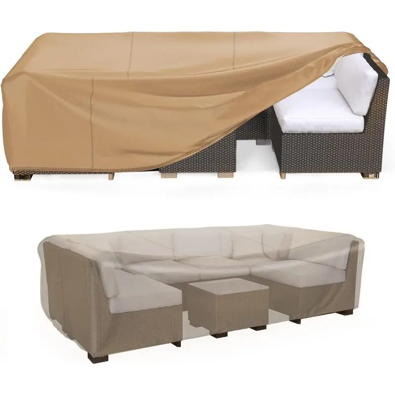 Large Size Rectangular Outdoor Patio Furniture Cover, Waterproof 98x78x30 in, All-Weather Rain Dust & UV Protection for Dining Table Chairs/Sectional Sofa, Brown Deck Backyard Rain Cloth