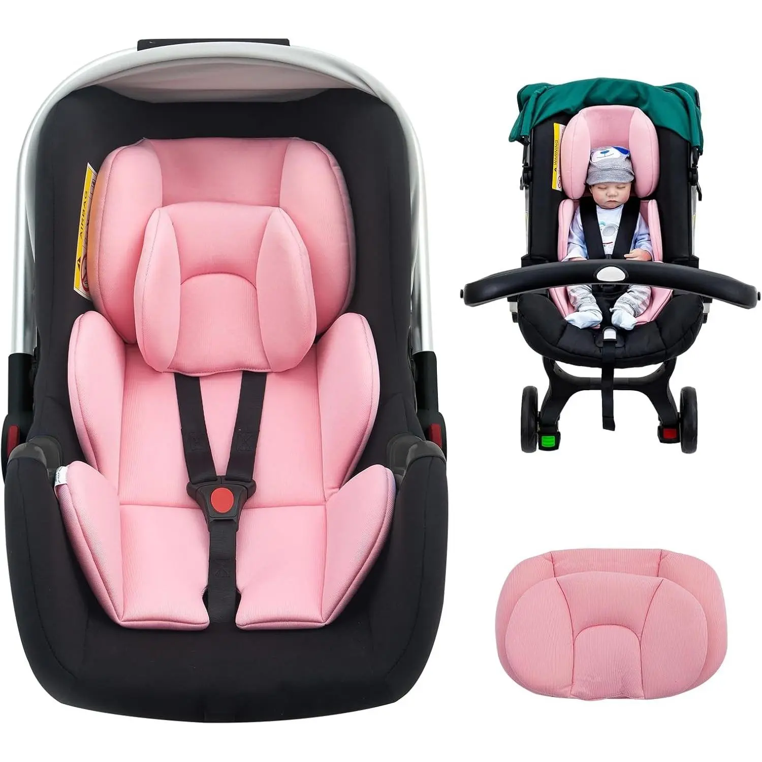 Infant Car Seat Insert with Extra Headrest for Preemie to Newborn, Thickened Baby Car Seat Head Support for Girls Boys, Adjustable Baby Car Seat Cushion with Filled Natural SpongGift