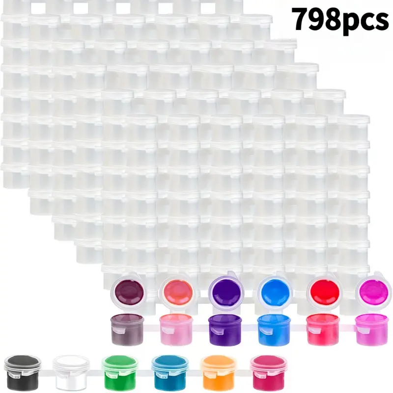 798pcs Empty Paint Cans, 2ml/0.06oz Acrylic Mini Paint Containers, Durable Plastic, Leak-Proof & Easy-Sealing, for School Art Craft Projects