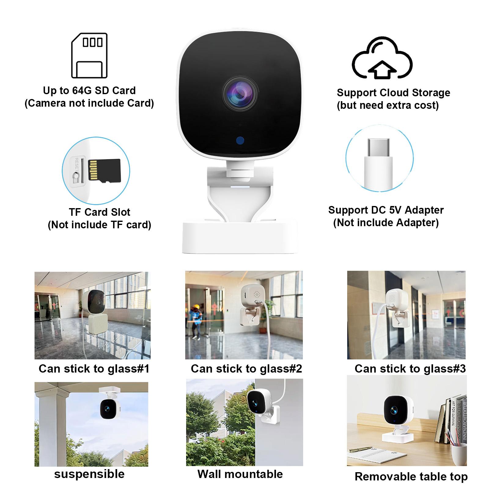 Smart Home Security Camera, 2.4G WiFi Camera with Night Vision, Indoor Remote Camera, Portable Camera for Home Security, Home Monitoring Camera