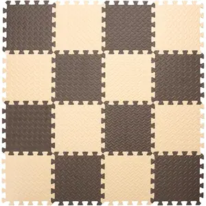 Foam Play Mat  Baby, 0.4 Inch Thick Foam Interlocking Floor Mats, Soft Non-Toxic Baby Playmat, Solid Colored Puzzle Play Mat Kids Floor Mats  Toddler, 16 Tiles(Beige/Coffee)