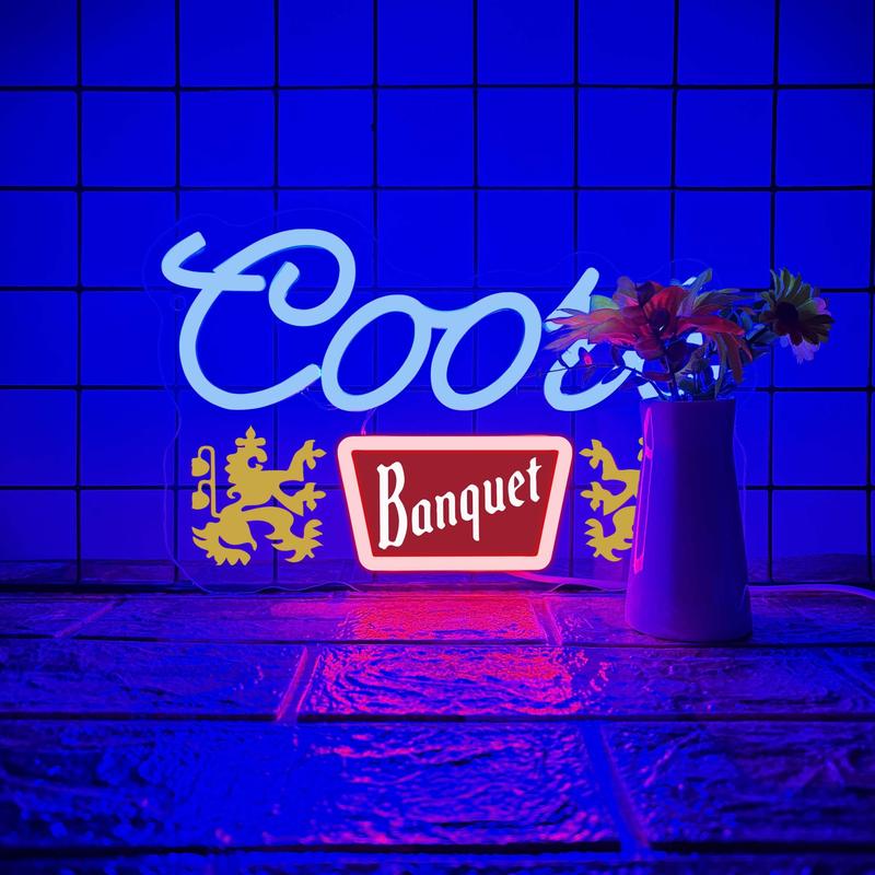 Banquet Beer Neon Sign, USB Powered LED Neon Light, Decorative Neon Sign for Home Bar Pub Restaurant, Wall Decorative Light