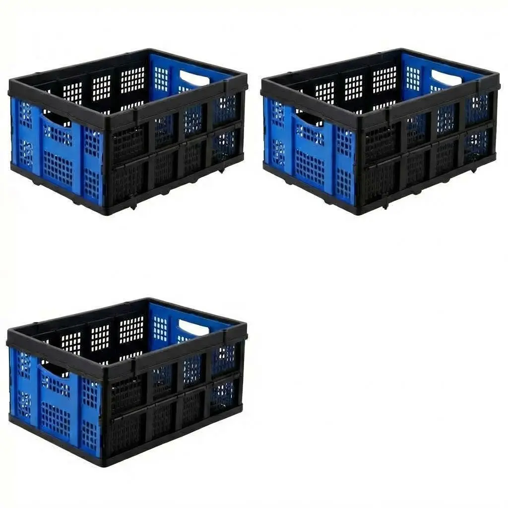 Garvee Collapsible Lightweight Plastic Storage Baskets - Stackable Organiser for Home/Office, Space-Saving Organization Solution