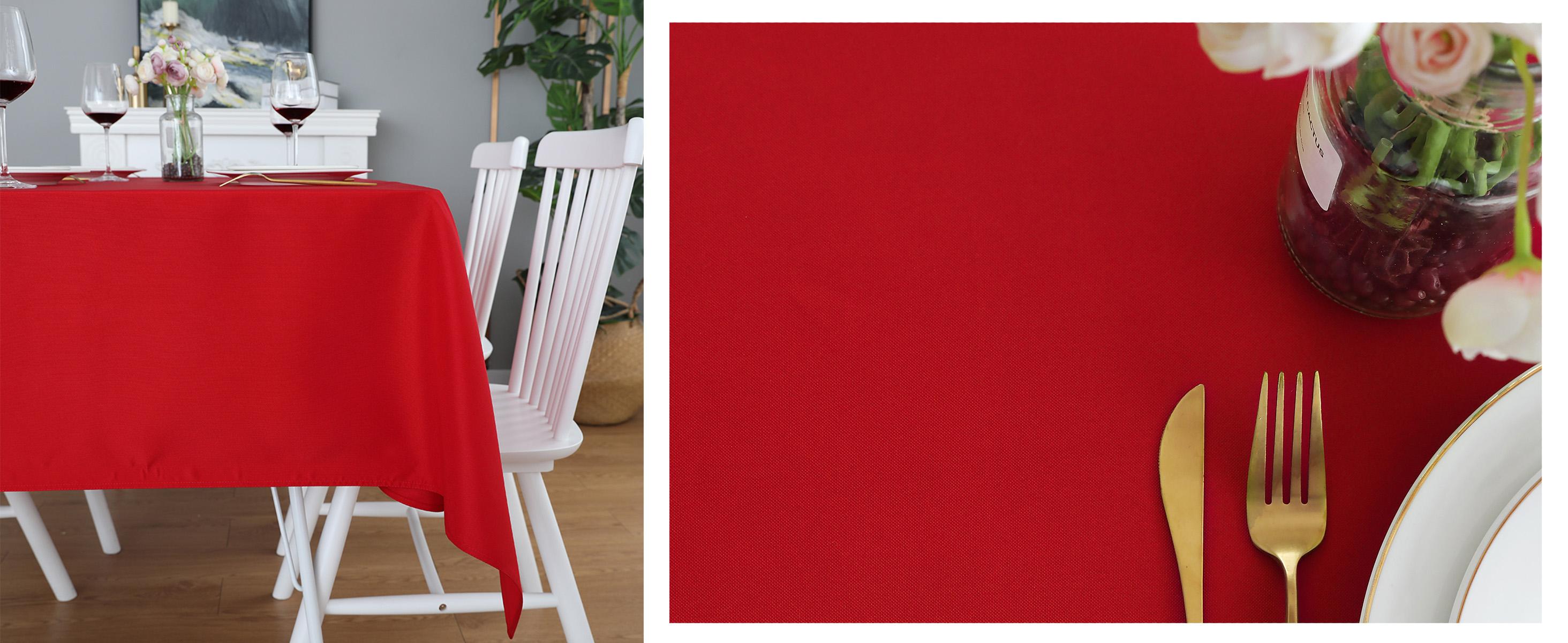 Red Rectangle Tablecloth Wrinkle Free Waterproof Polyester Table Cloths Spillproof Heavy Duty and Washable Table Cover for Party, Banquet, Indoor and Outdoor-Square/Rectangular