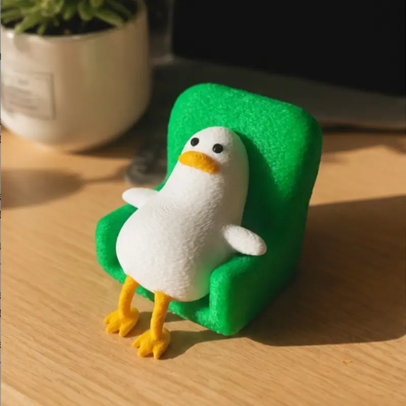 3D Printed Duck Figurine, Sofa Lazy Duck Decor, Stress Relief Desk Ornament, Cute Gift Idea, Relaxing Home Decoration