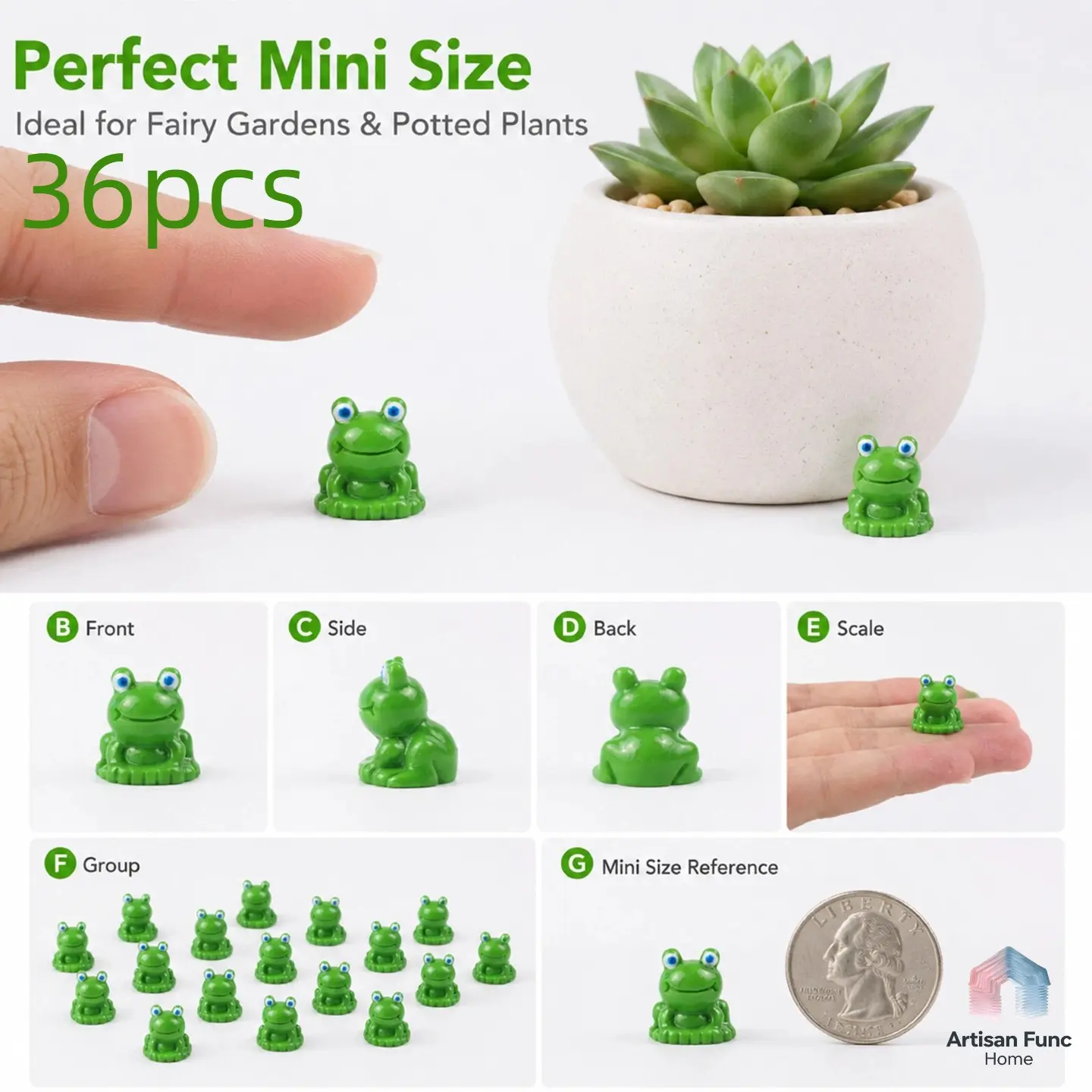36pcs Resin Frog Decorations, Cute Frog Ornaments for Home Decoration, Durable Resin Material, Perfect Gift Idea