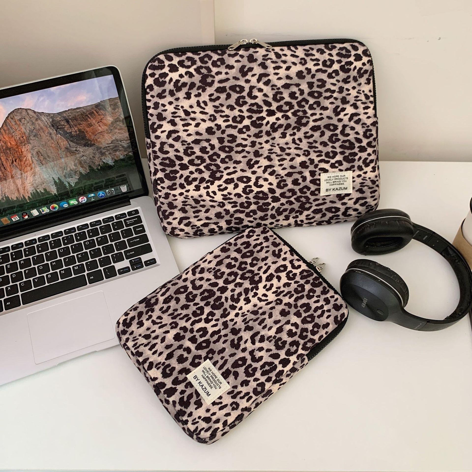 Leopard Print Laptop Sleeve For Ipad Air6 Pro11 Macbook Air13.3 13.6 Pro14 15 Dell Huawei Samsung 15.6 16 Inch Shockproof Bag