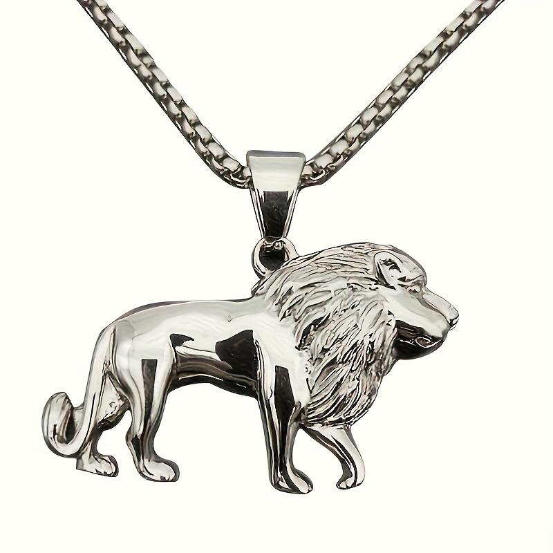 Muscular man accessories, beast golden lion animal pendant necklace, personalized design motorcycle jewelry gift