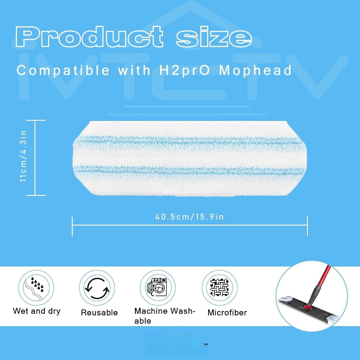 5-Pack Replacement Mop Pads for  H2prO/ Vileda H2prO Flat Mop System | Washable  Microfiber Pads