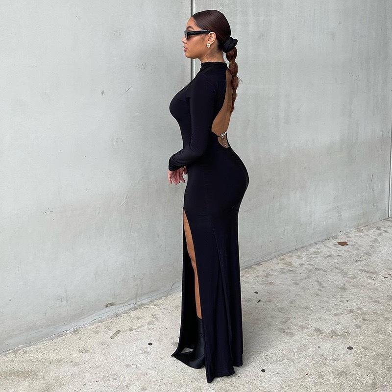 New Style Women's Hot Girl Evening Dress, Sexy Backless Slit Dress