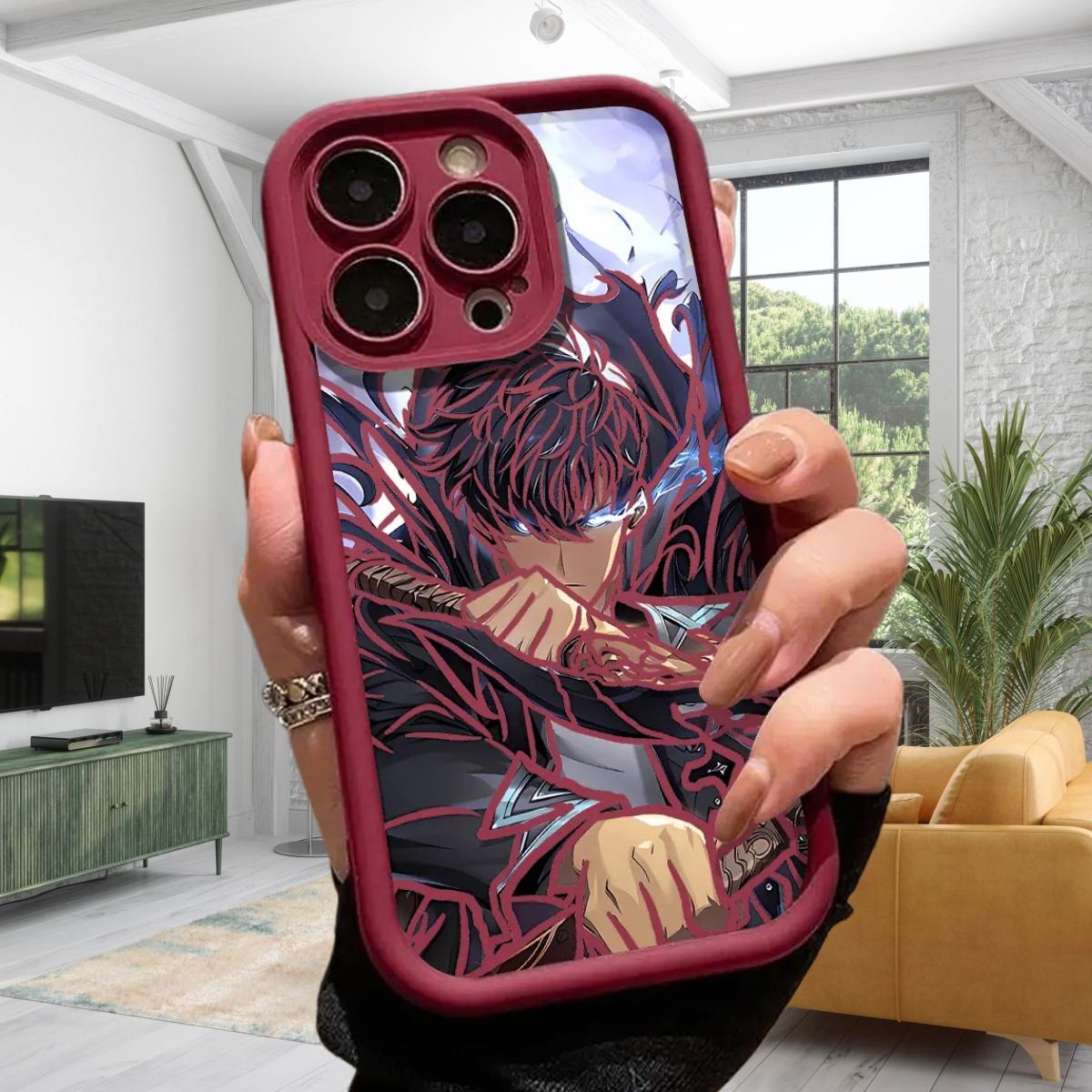 S-Sung J-Jin-Woo Solo Leveling Anime Phone Case For iPhone 17 16 15 14 13 12 11 Pro Max Plus Air, Black TPU Cover, High Quality Shockproof Durable Stylish Cool Design, Perfect Holiday Best Gifts