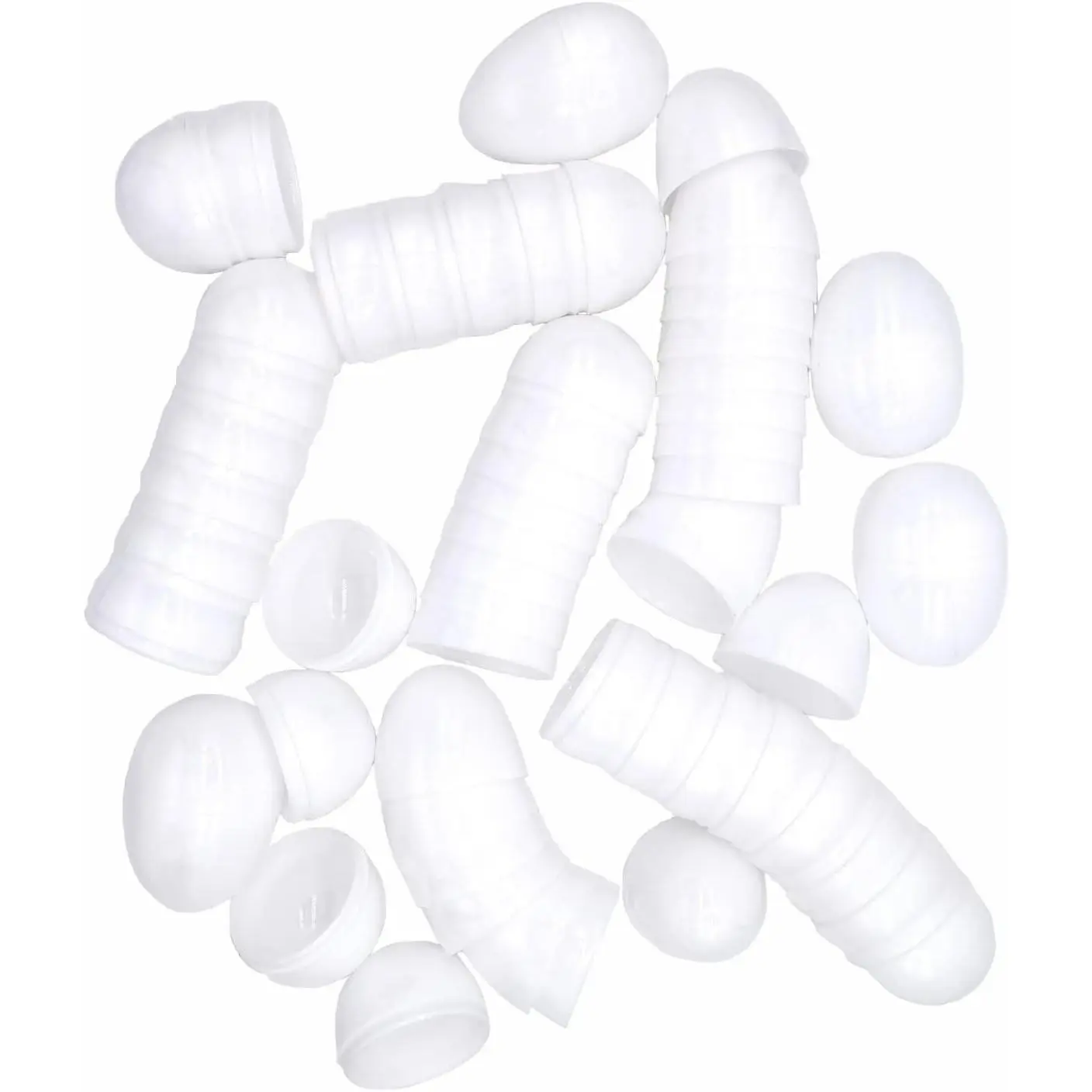30-Pack 2-3/8" White Plastic Fillable Easter Eggs | 6cm x 4.2cm Blank Surprise Eggs, Snap-Tight Two-Piece Design for DIY Craft, Drawing, Decorating & CustomizingGift