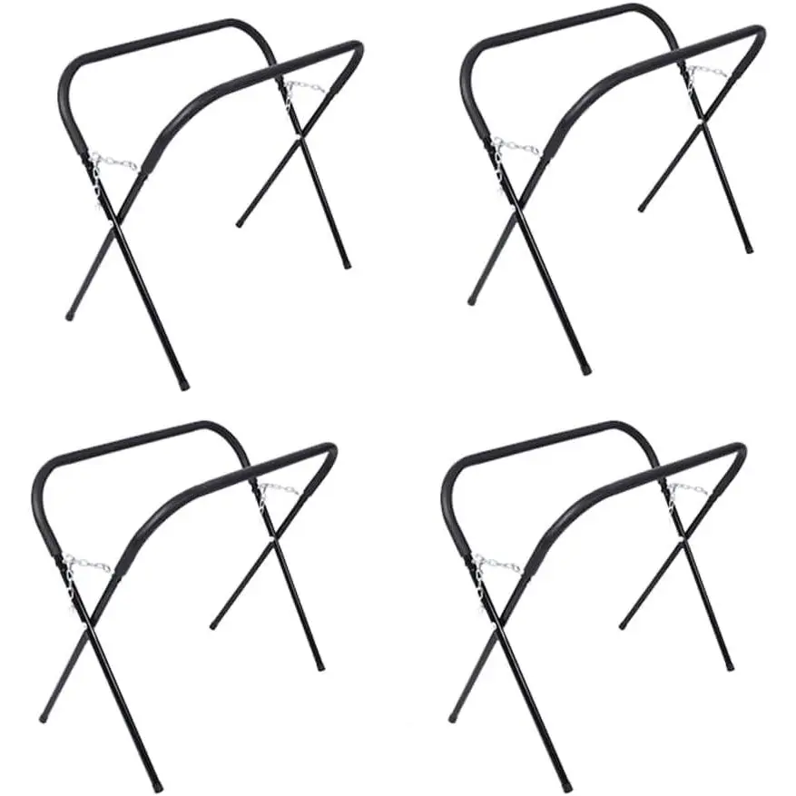 750 lb Portable Folding Work Stand, Adjustable Height, Heavy-Duty Steel, Black, 4-Pack