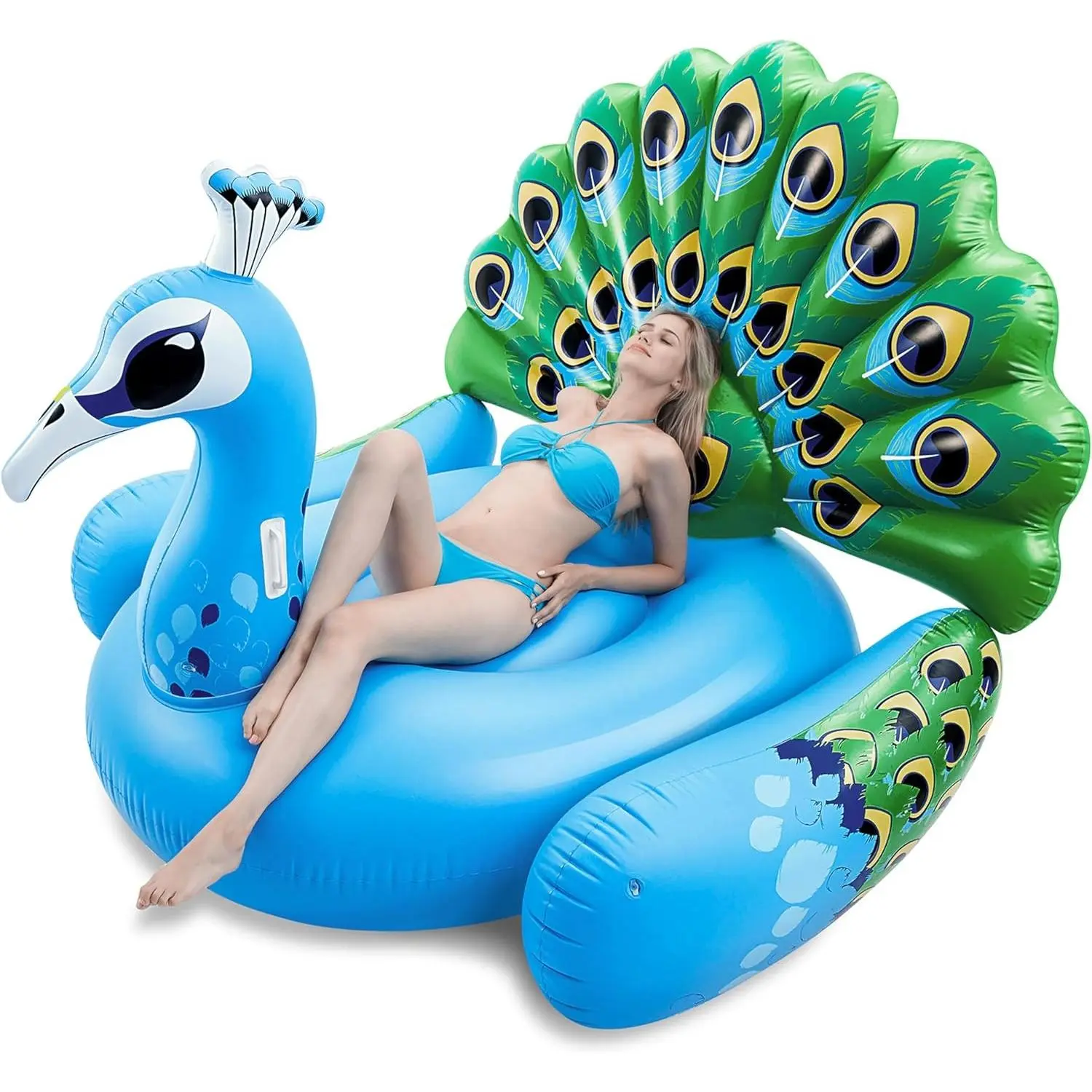 Giant Inflatable Peacock Pool Float - Fun Beach Floaties for Adults, Pool Party Decoration, Summer Swim Pool Raft Lounge, Durable Inflatable Animal