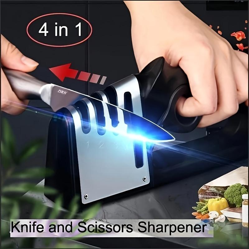 4-In-1 Professional Kitchen Cutting Tool Grinder | Fast, Easy, And Efficient Sharpener For Various Cutting Tools - Anti-Slip Base, Suitable For Home And Restaurant Use, Made Of Abs