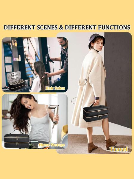 Hair Dryer Storage Bag, Portable Hair Styling Tool Organizer, Double Layer Zipper Makeup Bag, Carrying Case for Hair Dryer Shark Flexstyle FlexFusion Airwrap Brush Double-Layer Hair Accessories Tools Storage Bag, Travel Cosmetic Bag, Christmas gifts