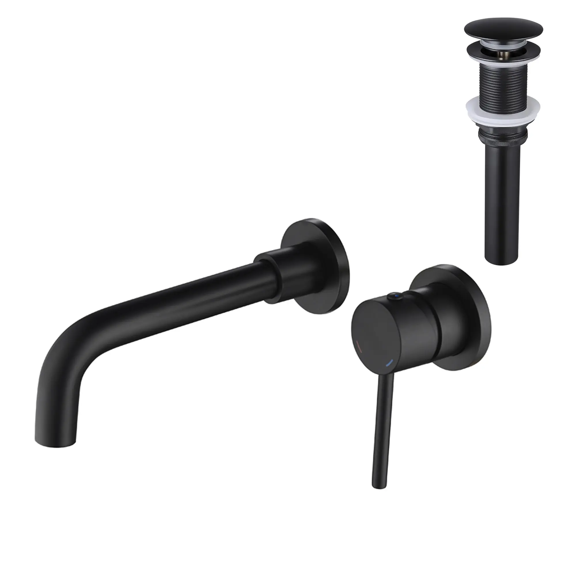ARCH Wall Mounted Single Handle Bathroom Sink Faucet with Pop-Up Drain No Overflow, Modern Vanity Lavatory Basin Tap, Chrome Finish, Deck Mount Mixer Tap for Bathroom Vanity Sink, Easy Installation, Single Hole, Home Furniture and Household Product