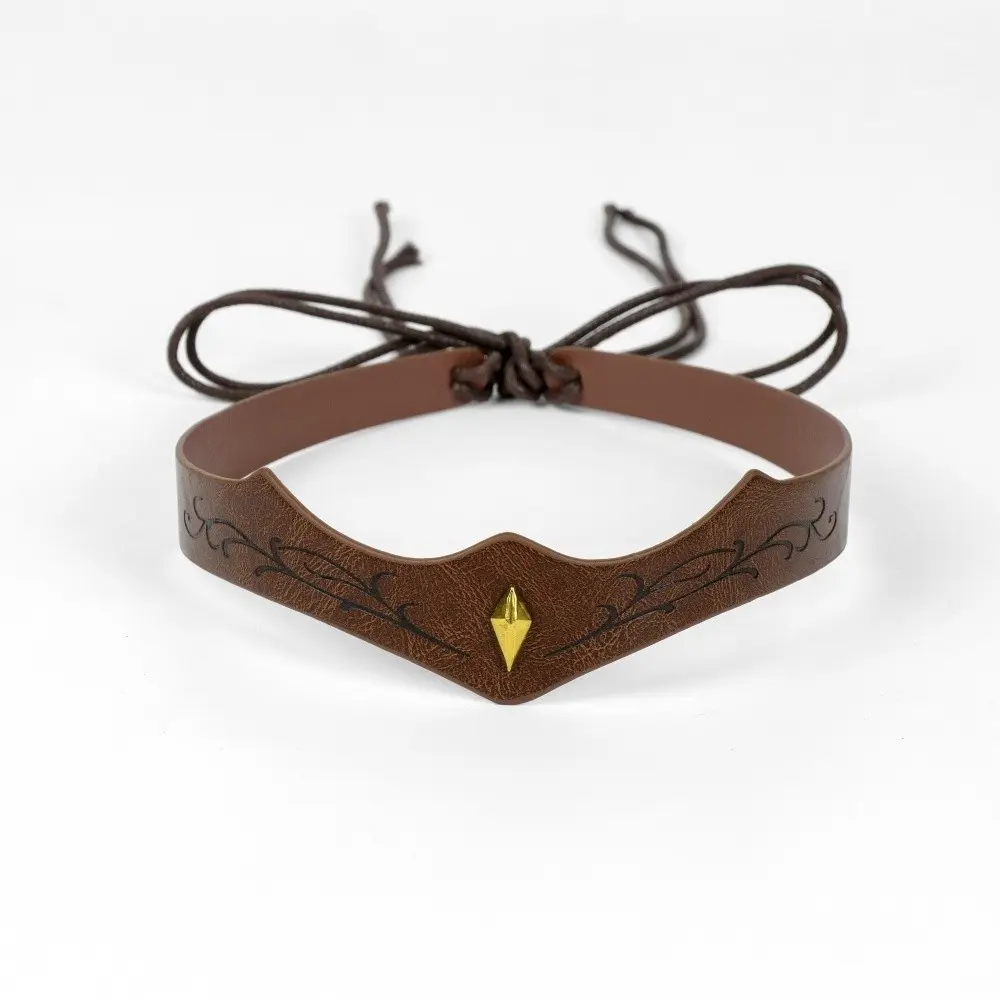 Vintage PU Leather Vine Pressed Forehead Band, Forest Fairy Retro Hairband, Medieval Witch Cosplay Headpiece, Jungle Travel Atmosphere Accessory