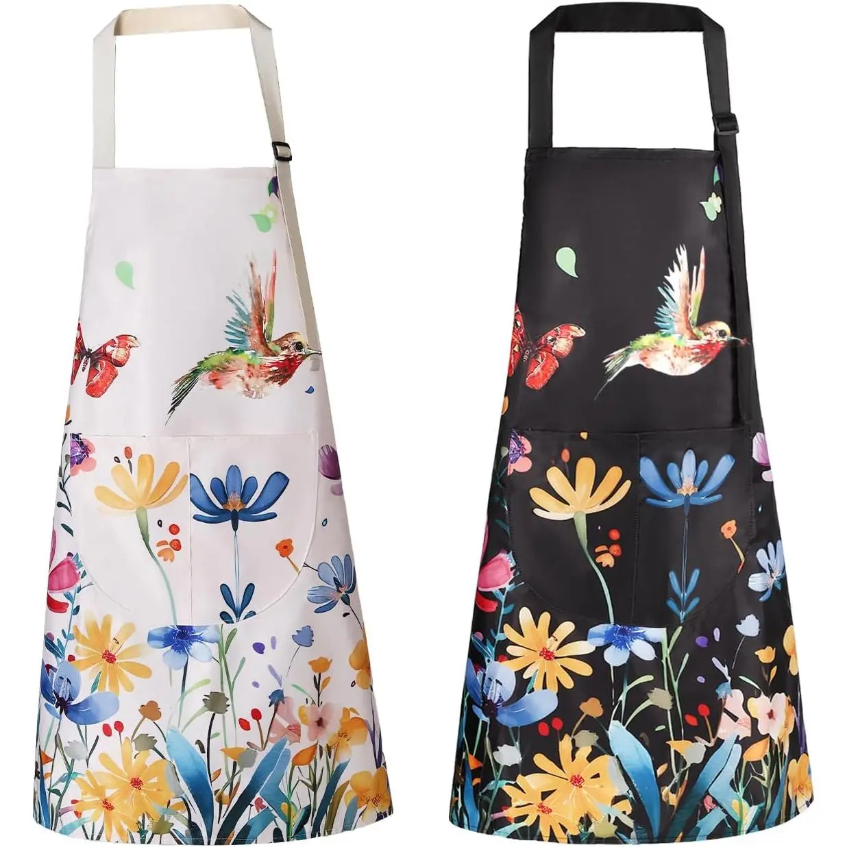 Floral Apron Women, 2 Pack Aprons for Women with Pockets,  Kitchen Apron Aprons for Cooking, Baking