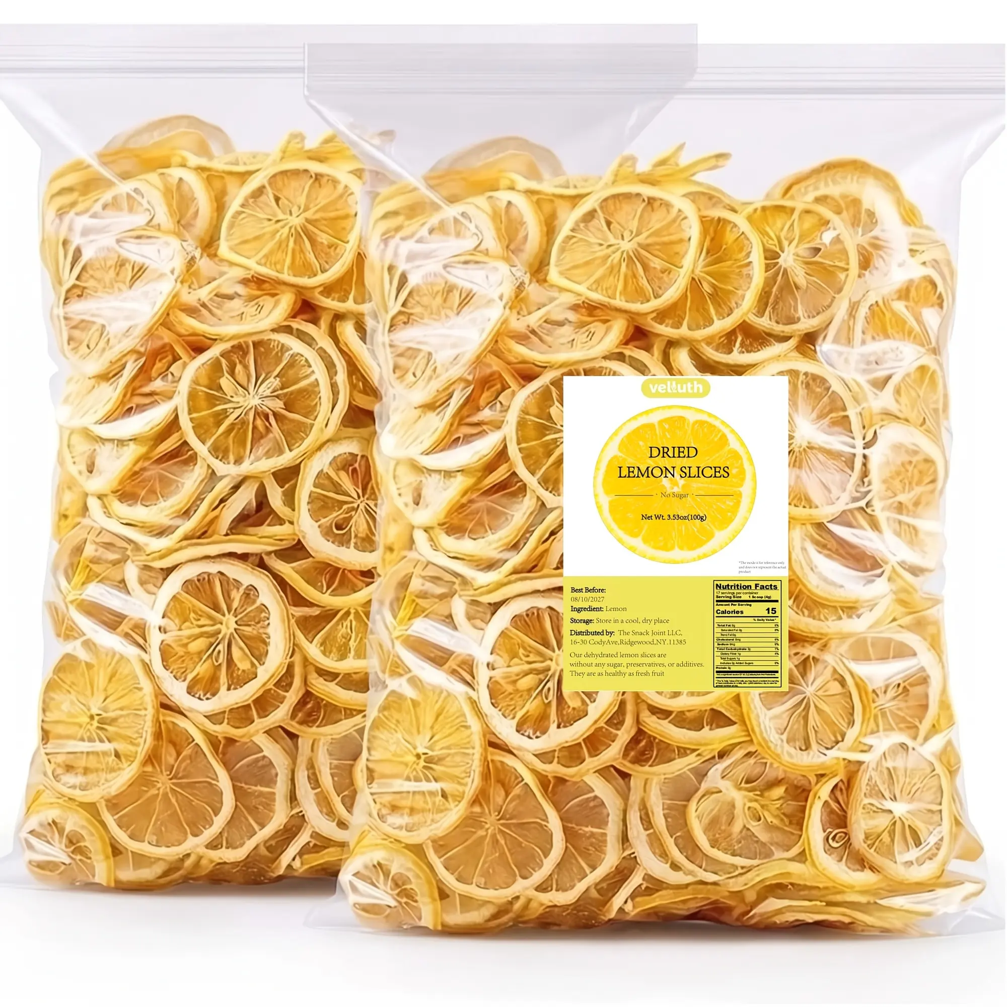 High Quality Freeze-Dried Lemon Slices, Lemon Jerky, Fruit Tea, 3.53 Ounces, 100% Freeze-Dried Lemon Slices, High-Quality Healthy Snacks, No Added Sugar |   Very Suitable for Tea Making And Baking