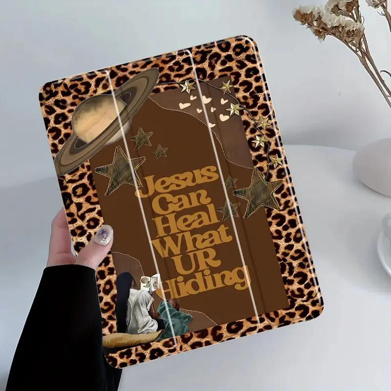 Summerwins Leopard Print Magnetic Foldable Tablet Case - Tri-Fold Stand, Transparent Acrylic Hard Back, Pencil Slot, Scratch-Resistant Ultra-Thin Full Cover, Shock-Resistant , Lightweight for iPad 10th Gen, 10.2-inch iPad 7th/8th/9th Gen, Simple, Accessor