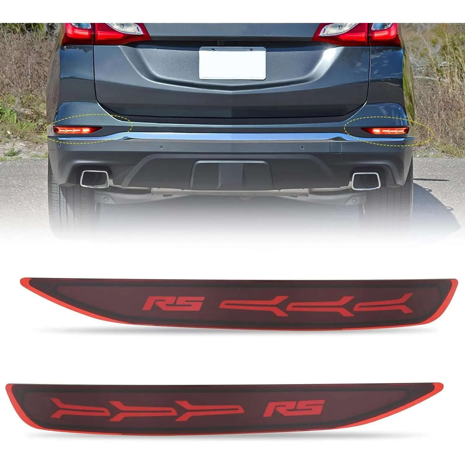 Nilight Rear Bumper Tail Light Compatible with 2017 2018 2019 2020 2021 2022 Chevy Equinox Red Lens LED Reflector Rear Bumper Lamps Brake Turn Signal Sequential Flashing Driving Taillights Replacement