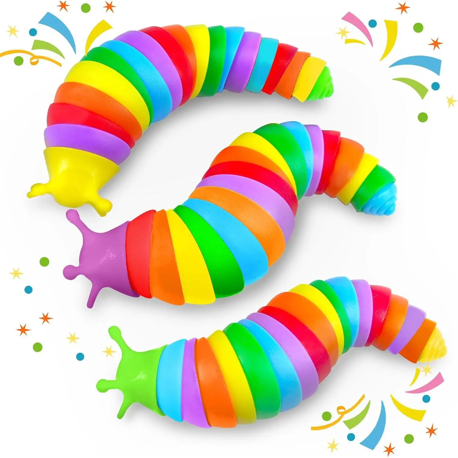 Baby Fidget Slug Sensory Toys for Toddler Kids, 3PCS Airplane Travel Activities Road Trip Car Toy Autism Autistic ASMR Stuff Restaurant Adult ADHD Worm Easter Basket Stuffer Valentines Day Giftfidget toys