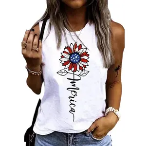 American Flag Star Baseball Casual Tank USA Stripes Sleeveless tank top Casual Summer Vacation Funny Print Letter y2k tank top