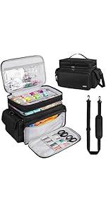 Large Sewing Supplies Organizer(13 x 8 x 9 in),-Layer Sewing Accessories and Organizer Case Bag,Protable Travel Sewing Box Sewing Basket for Sewing,Black(Bag Only)