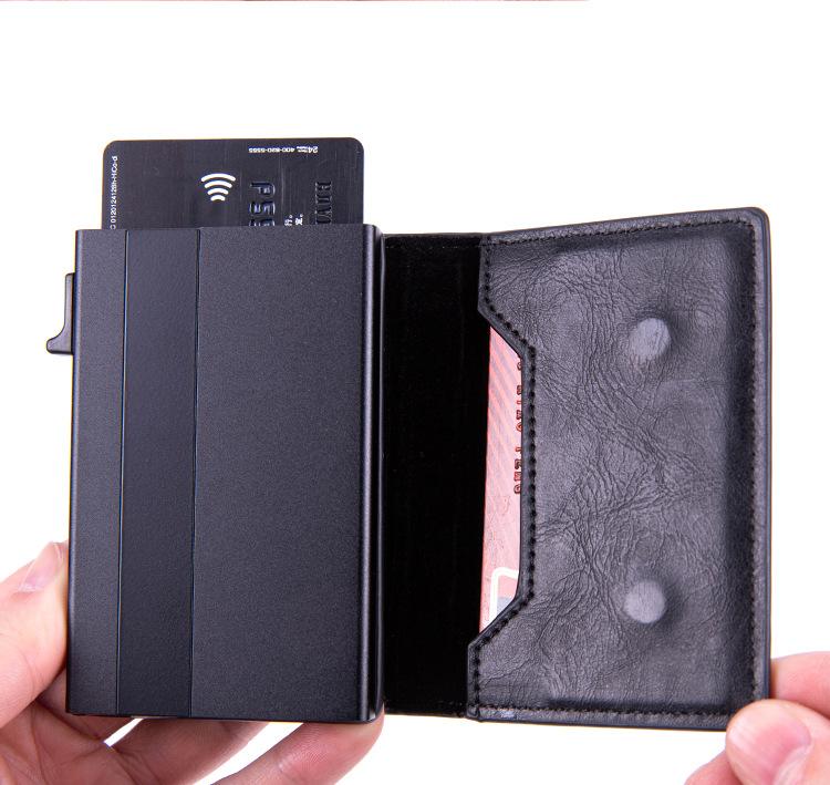 Mens Smart Wallet Card Holder for AirTag: Leather,  RFID Blocking, Slim, Carbon Fiber, Minimalist - 6-9 Card Capacity| ID Window| Cash Slot