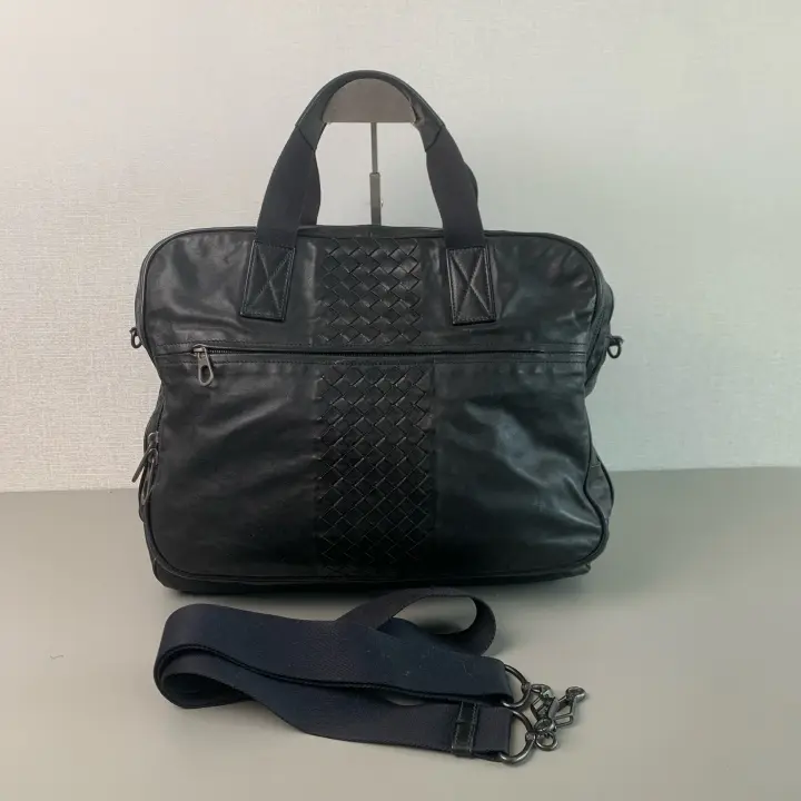 Pre-owned Bottega Veneta Intrecciato Two Way Briefcase in Black Leather