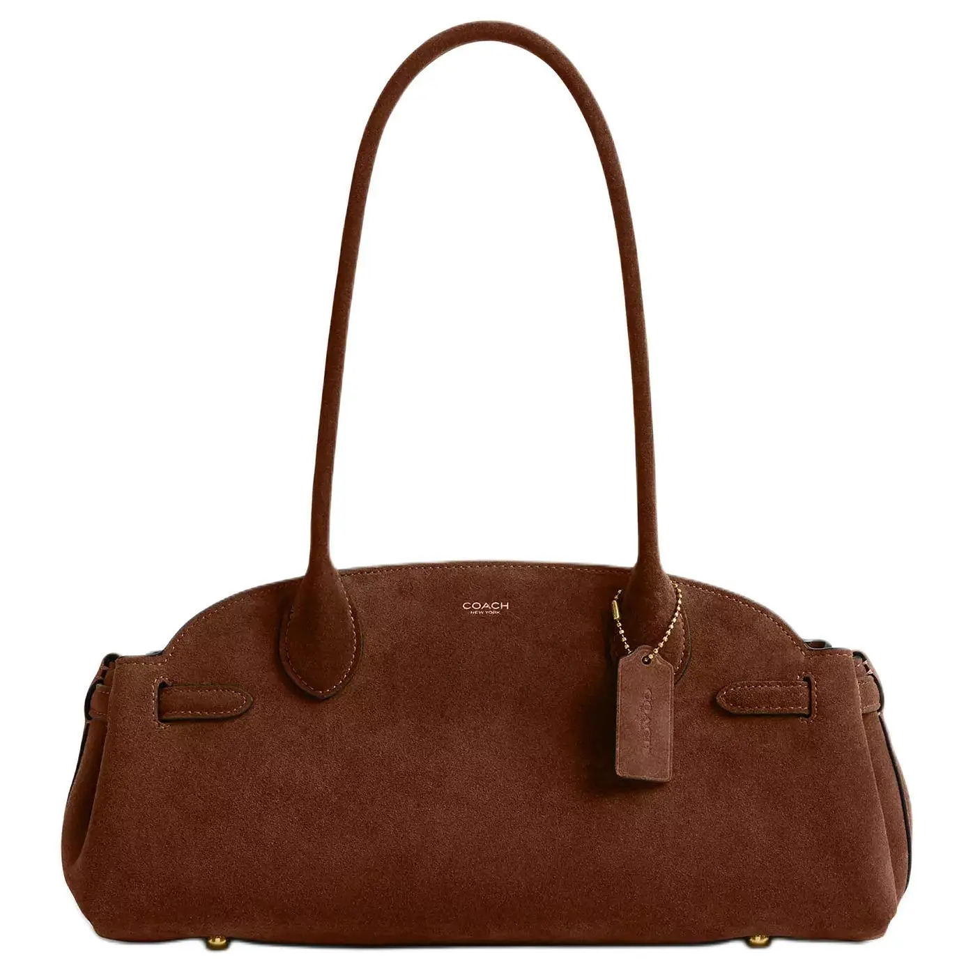 Coach Empire Carryall 34 Suede Crossbody Bag for Women, Large, Brown