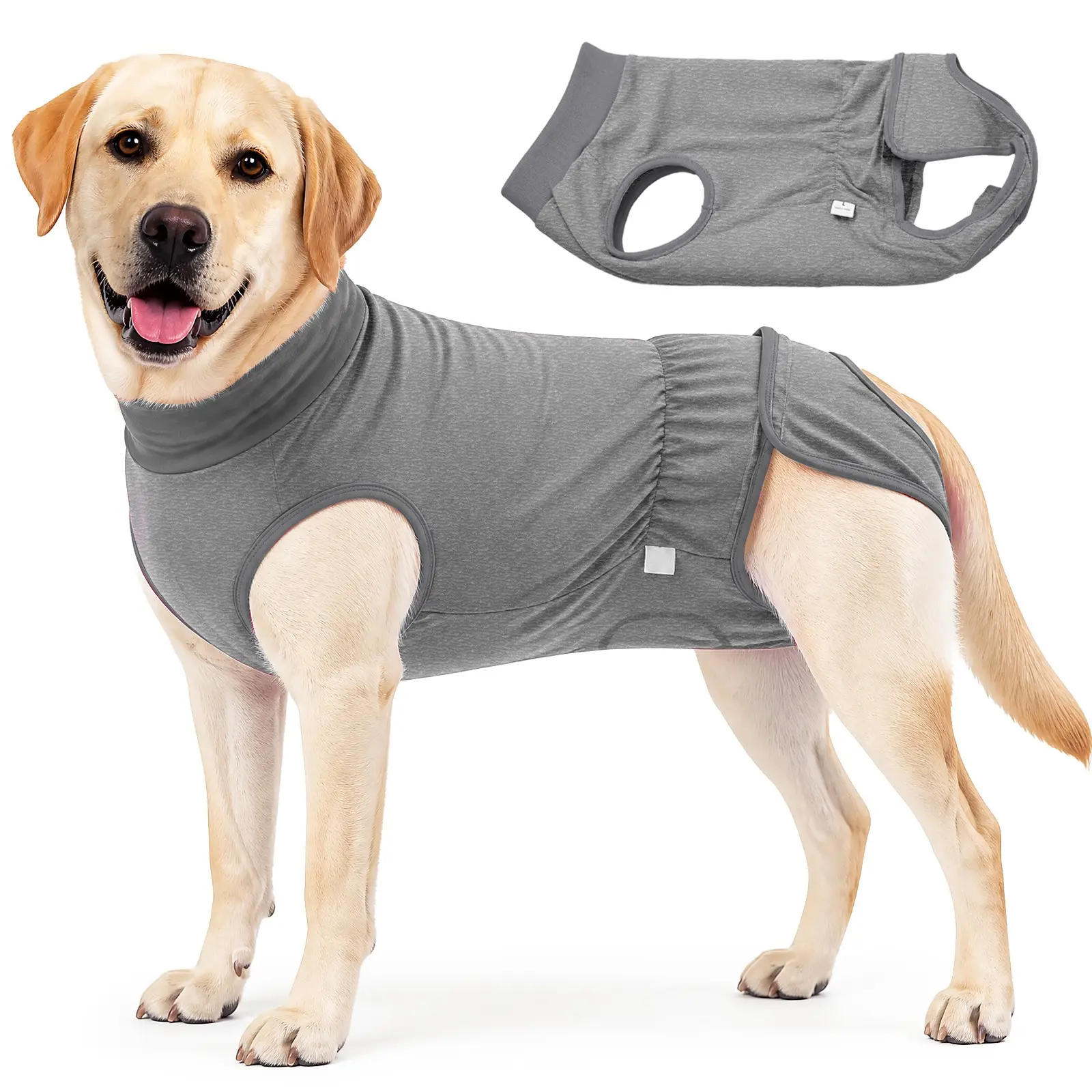 Unisex Dog Recovery Vest, Breathable Elastic Waistband, Anti-Licking Post-Op Wear, Home Use, Dual Layer Protection, Includes Sanitary Pad Slot