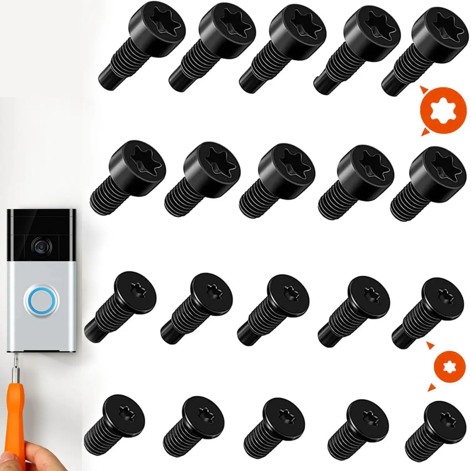 Video Doorbell Screws,Video Doorbell  Screws- Fits  Video Doorbell Models (4Set /20pcs) (Black)