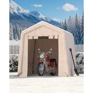 6X8 Ft Heavy-Duty Portable Outdoor Storage Shed with Roll-Up Door & Vent, 240g Waterproof PE Tarp & UV Protection, Carport Storage Shelter for Motorcycles, Firewood, Only Cover