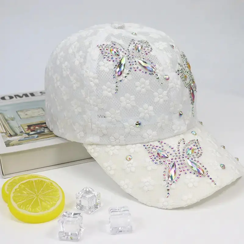 Unisex Rhinestone Butterfly Mesh Trucker Cap - Adjustable, Breathable, Sweat-Wicking Sun Protection Sports & Outdoor Hat for Women's Summer Outdoor Activities, Sweat-Wicking Sun Protection Sports & Outdoor Hats