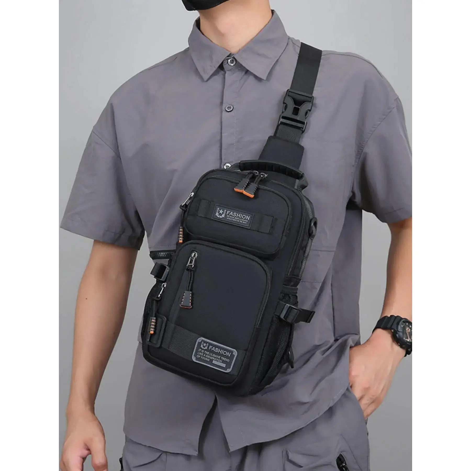 Men's Large Capacity Multi-Pocket Casual Chest Bag - Lightweight Single Shoulder Crossbody Bag for Travel Use and Daily Gym & Outdoor Activities