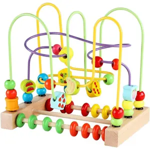 Wooden Toys for Toddlers, Bead Maze Toy for Toddlers with Colorful Animals Fruits Shapes, Educational Counting Learning Circle Toys for Kids, Classic Gifts for Boys Girls Babyfidget toys