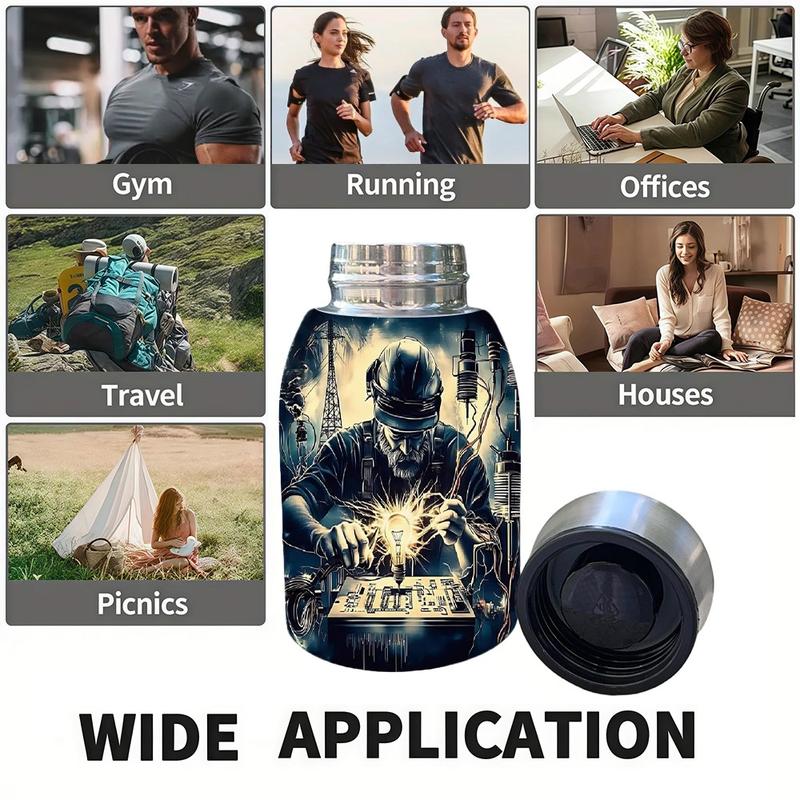 1pc 10.5oz Stainless Steel Tumbler - Leak-Proof, Insulated, Reusable, Hand Wash Only, Chic & Practical, **Master of Current Art Design**, Ideal for Office, Camping or Holidays, Perfect Holiday Gift Item, Durable Drinkware, Office Essentials