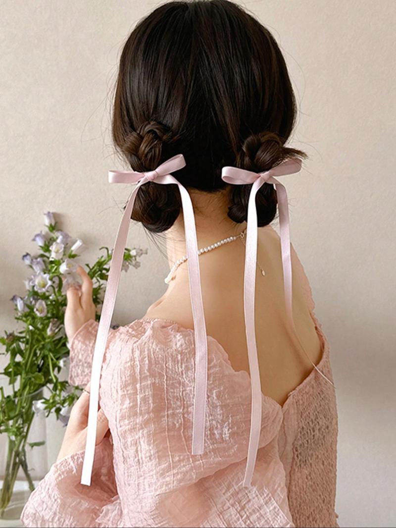 10pcs Women Polyester Colorful Bow Hair Clips, Lace, Elegant, Ballet, Y2K Fairy Hair Accessories, Suitable For Daily Use Claw Clips Hair Claws Hair Barrettes, School Stuff, College, Bows, Cute