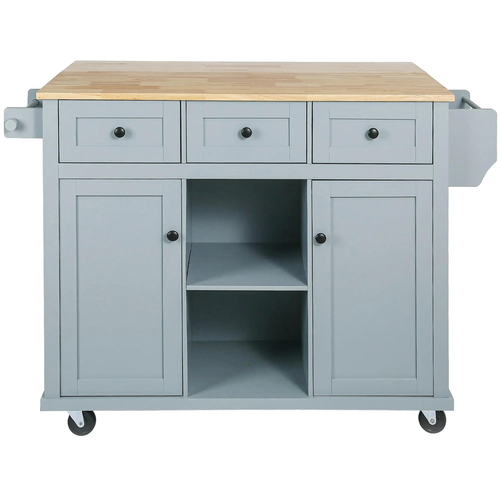 Mobile Kitchen Storage Islands with 3 Drawers and Towel Rack - Rolling Kitchen Cart
