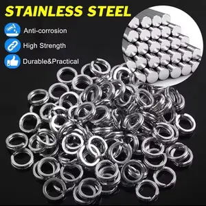 20pcs Stainless Steel Dual Ring Fishing Swivel, High Strength Corrosion Resistant Silver Color Split Ring, Ideal for Lures, General Fishing Gear Connector