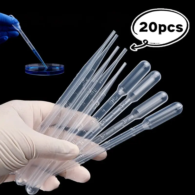 20pcs/10pcs 3ML Transfer Pipettes, Disposable Plastic Clear Liquid Droppers for Science Experiments, Handmade Art, Makeup Tools