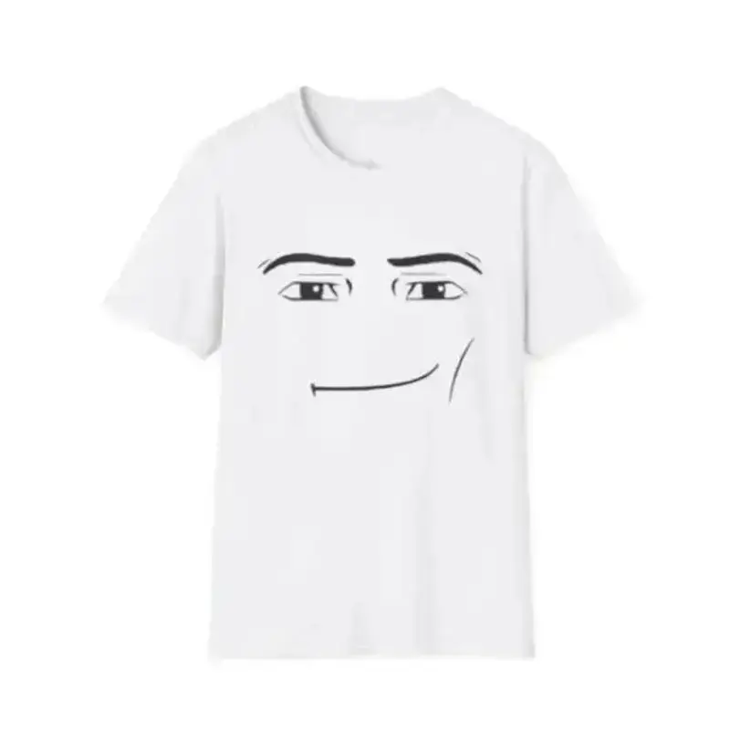 Roblox Minimalist Face Graphic T-Shirt Sarcastic Expression Tee Unisex Casual Streetwear Crewneck Short Sleeve Top For Men And Women Shortsleeve White Tshirt