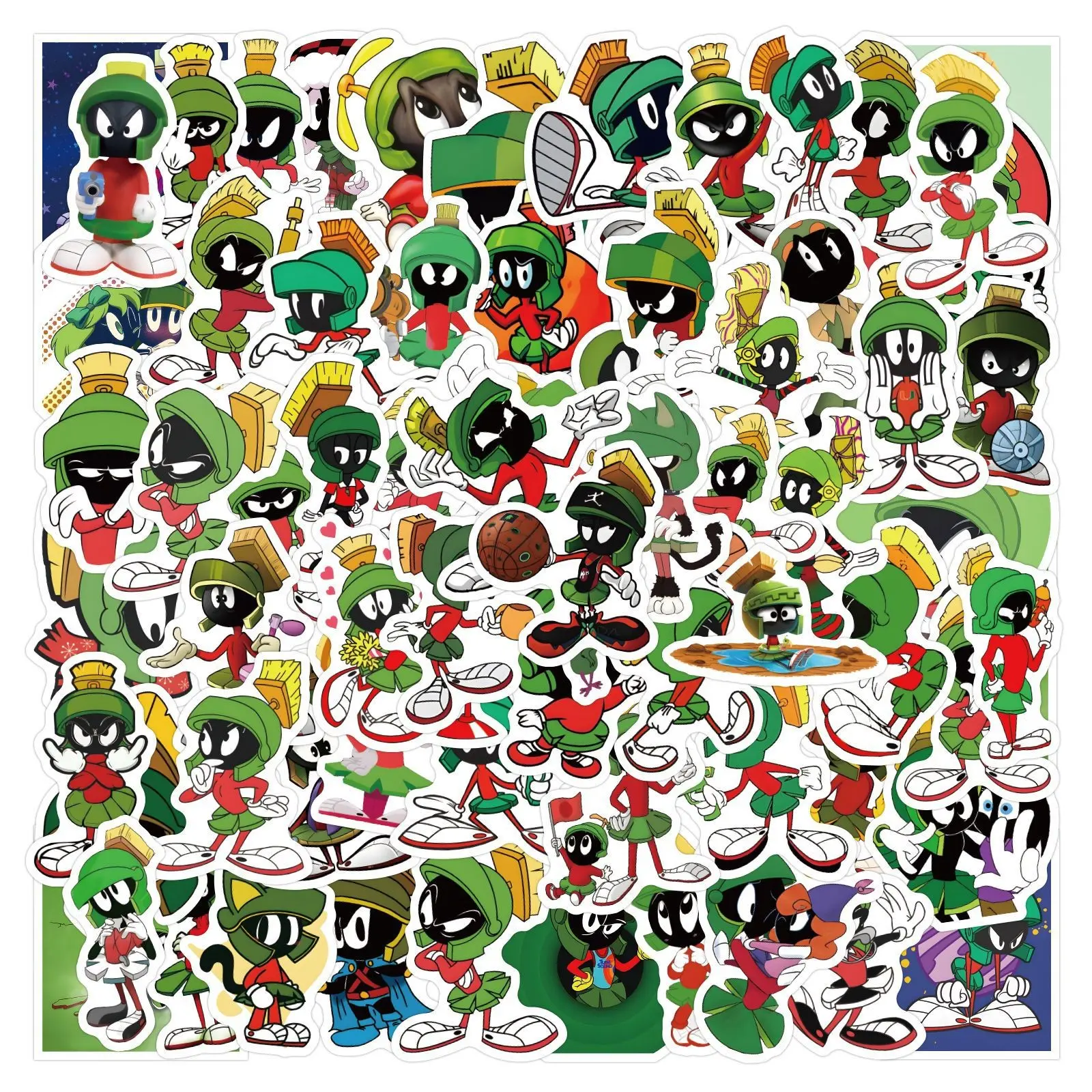 55-110 Sheets New Marvin the Martian Graffiti Stickers, Waterproof Car Luggage Cup Phone Case Stickers, Fun Decorative Decals