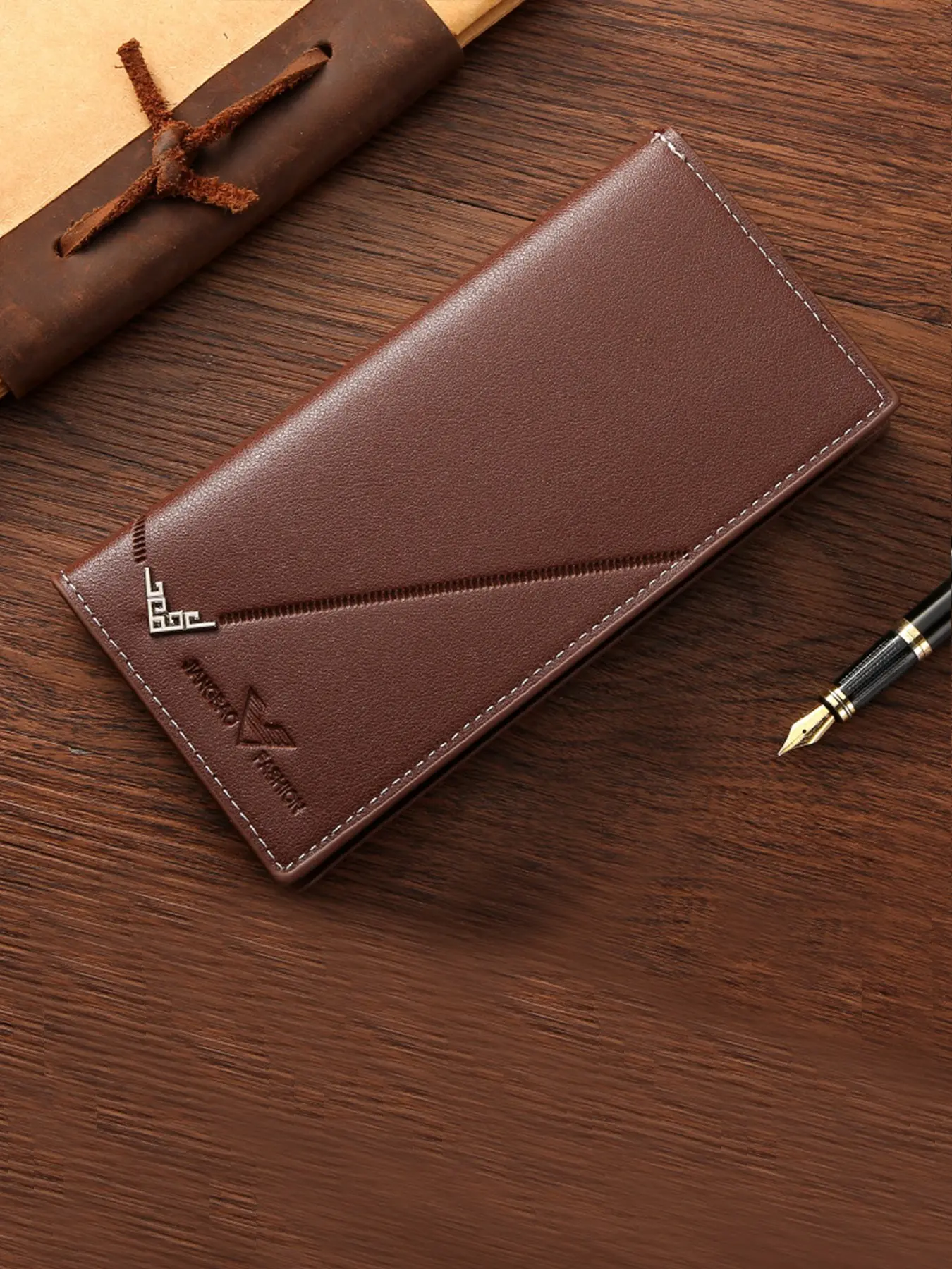 Men's Long Fold Wallet, Ultra-Thin Leather-Imitation Card Holder, Multi-Card Slots, Large Bill Pocket, Business Casual Handheld Gift