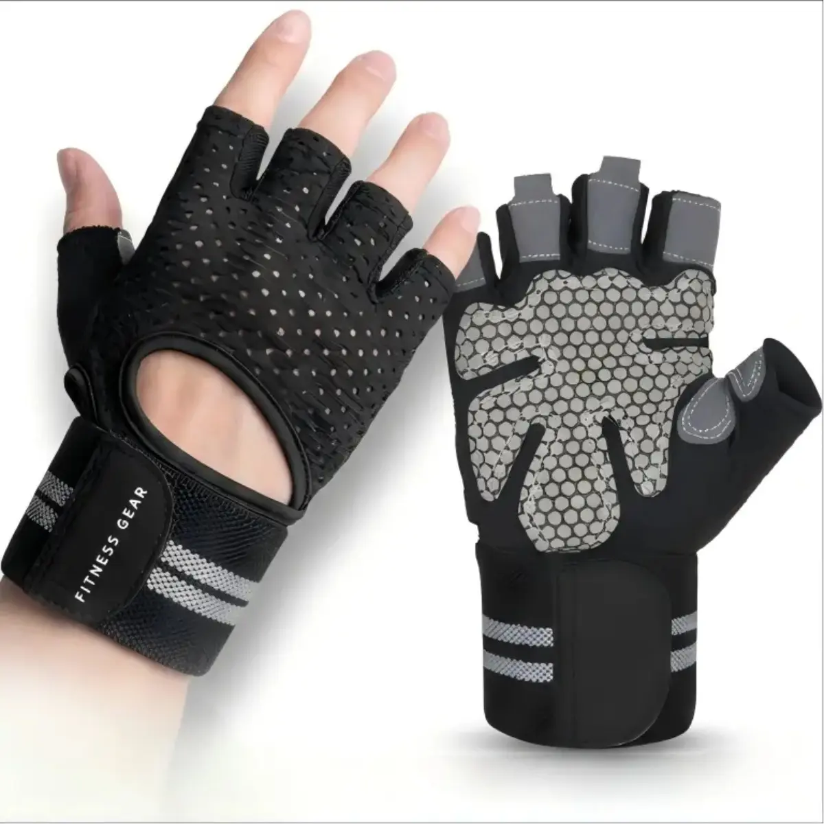 Gym Gloves & Fitness Hand Protection – Ergonomic Grip Ensemble & Stabilized Wrist Motif, TikTok Athletic Performance Core & Strength Training Aesthetic, Half-Finger Breathable Anti-Skid & Adjustable Padded Wrist Support Accessory for Weight Lifting, Gym T