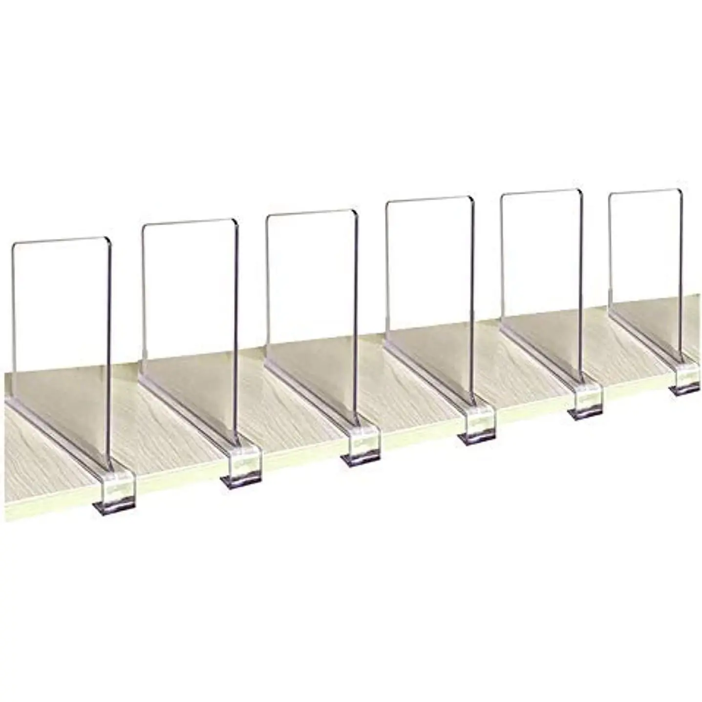 Acrylic Shelf Divider,Wood Shelf Dividers,Clear Closet Shelf Separators Clothing Organizer Perfect for Bedroom Shelving Organization and Kitchen Cabinet Shelf Storage,6 PCS