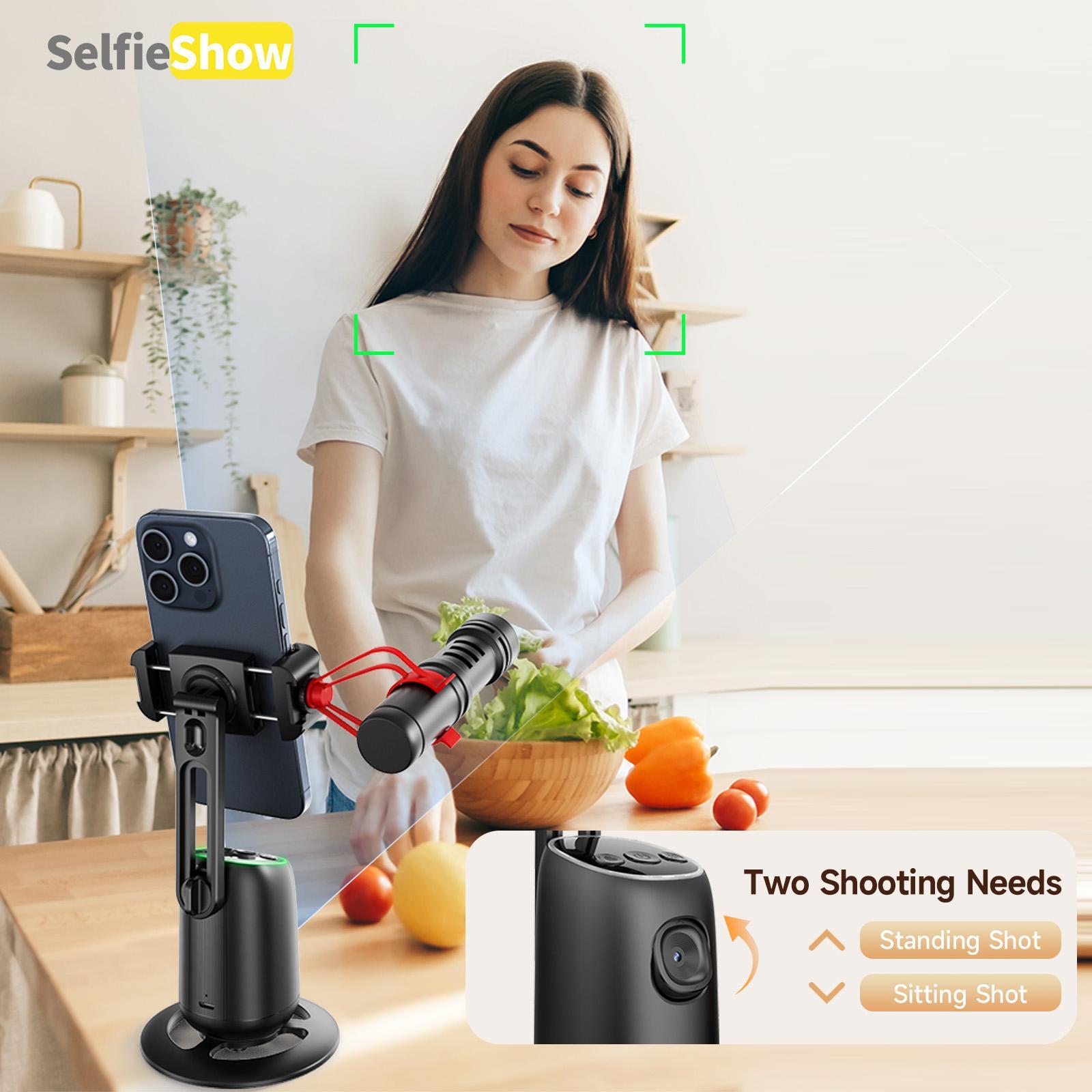 SelfieShow AI Intelligent 360° Tracking Gimbal, Tripod Stabilizer, 1 Count USB Rechargeable Selfie Stick with Mount, Selfie Accessories for Phone, Camera, Vlog, Live Streaming