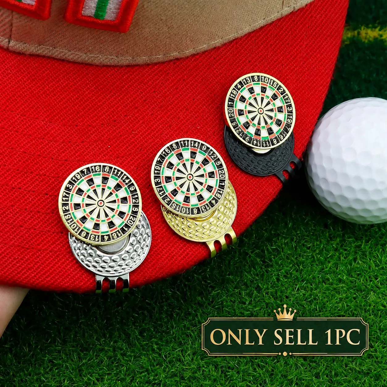 Magnetic Dartboard Golf Ball Marker Hat Clip, Essential Golf Accessory for Men & Women, Perfect Gift for On-Course Golf Enthusiasts, Golf Gear, Golf Supply